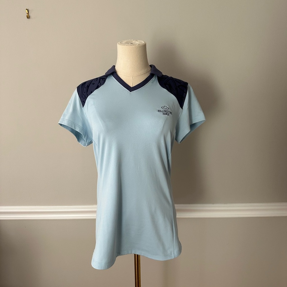 Light Blue Golf Polo with Navy Accents
